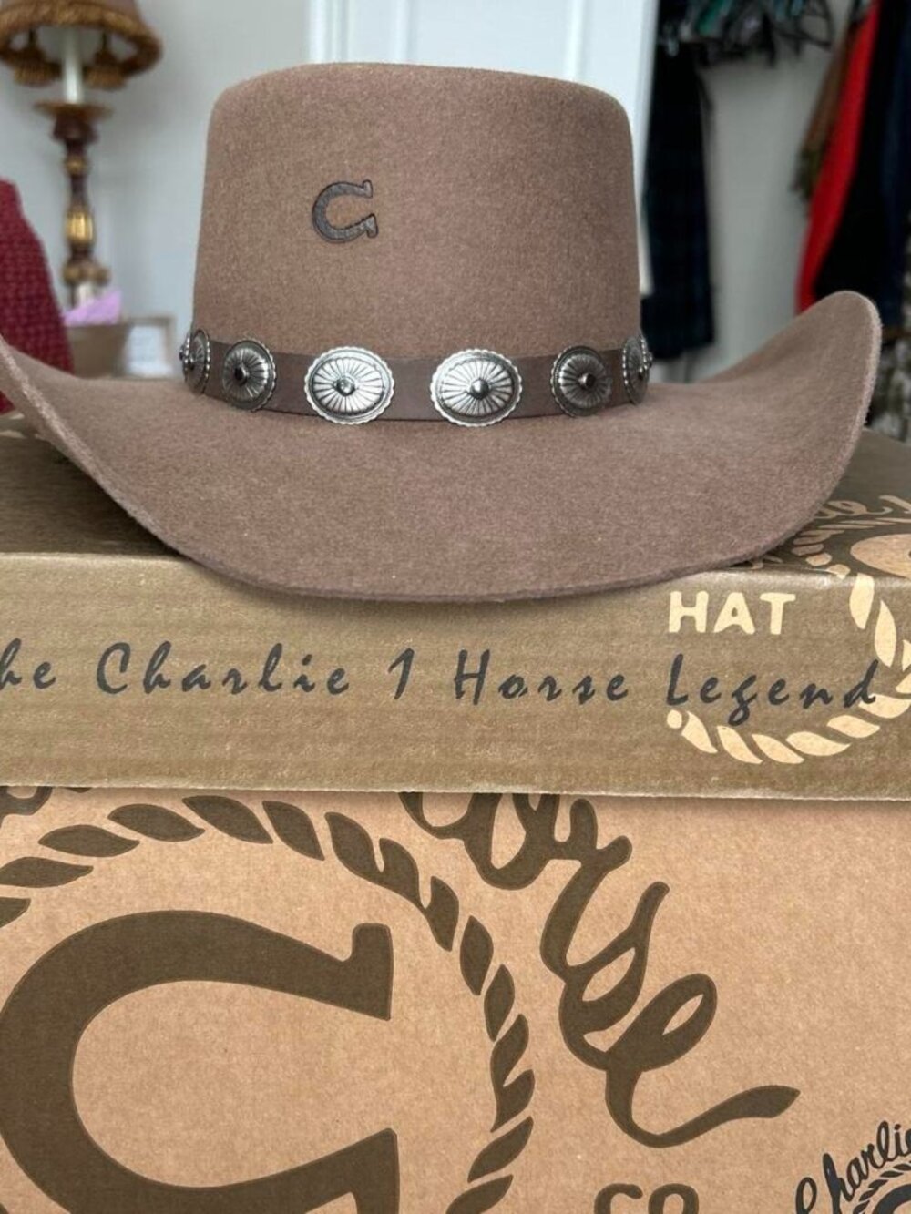 Charlie 1 Horse Brown & Tan Felt x 4 Cowboy Hat Women's Small